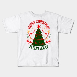 Merry Christmas Feeling Jolly Xmas Retro Vibe Style Ugly Sweater Kids T-Shirt